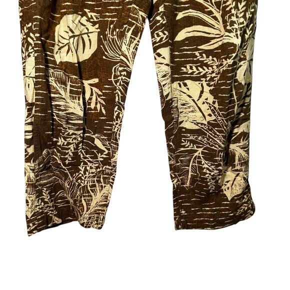Urban Outfitters Linen Blend Tropical Print Wide Leg Pants Brown Small Bohemian - Picture 5 of 10